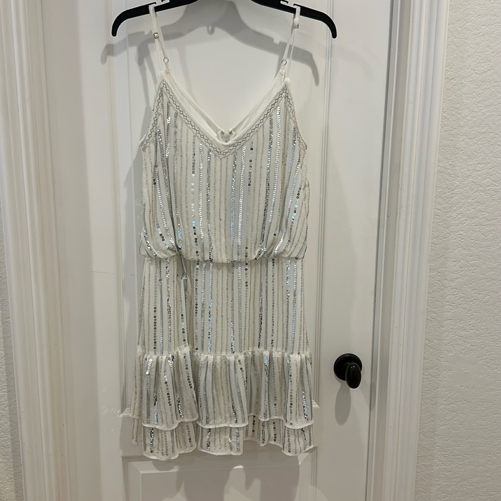 White Sequin Dress with Back Zipper